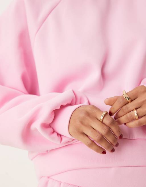 ASOS DESIGN - Felpa rosa con maniche a palloncino in coordinato, 4 di 4