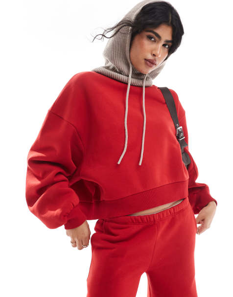ASOS DESIGN - Felpa rossa con maniche a palloncino in coordinato - view 1