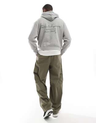 ASOS DESIGN - Felpa squadrata color grigio mélange con cappuccio e stampa - view 1