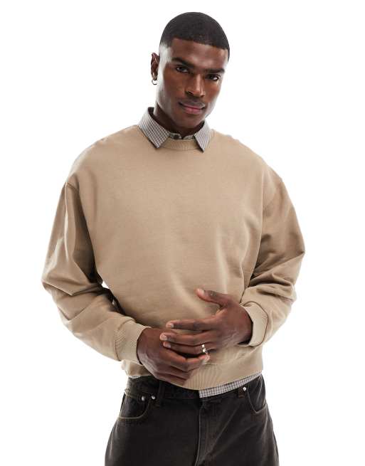 ASOS DESIGN - Felpa squadrata oversize color grigio-beige