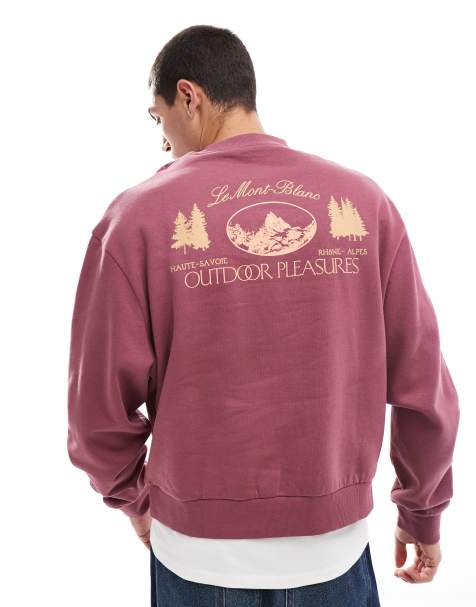 ASOS DESIGN - Felpa squadrata oversize color mora con stampa di montagna - view 1