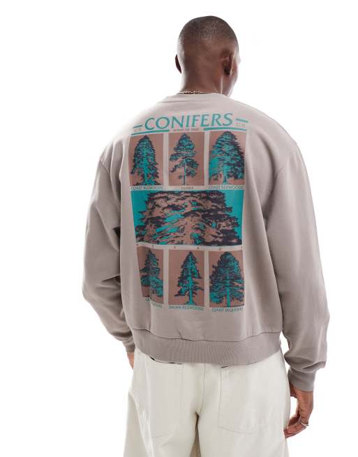 ASOS DESIGN - Felpa squadrata oversize grigia con stampa sul retro