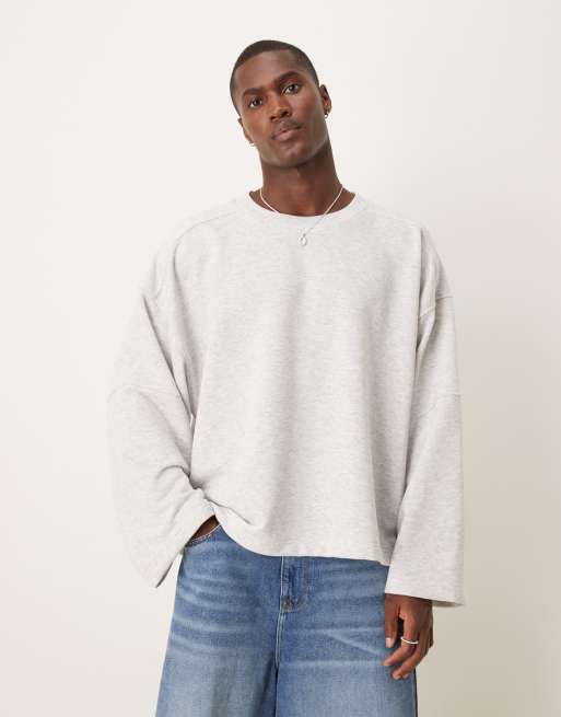ASOS DESIGN - Felpa squadrata super oversize color grigio mélange con pannelli