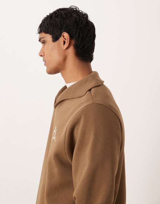 ASOS DESIGN - Felpa stile polo marrone con scritta, 4 di 5