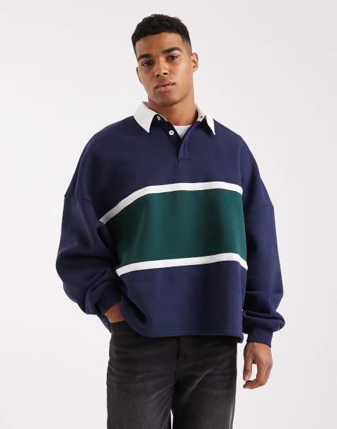 ASOS DESIGN - Felpa stile rugby super oversize color blu navy - view 1