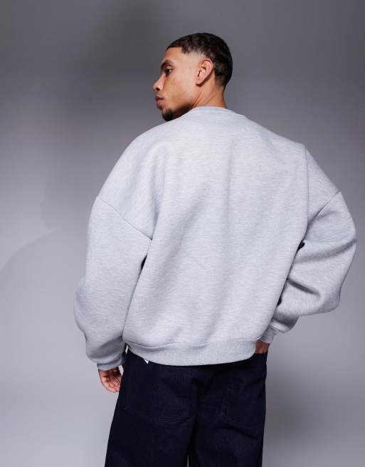ASOS DESIGN - Felpa super oversize grigio mélange in tessuto stile scuba , 3 di 4