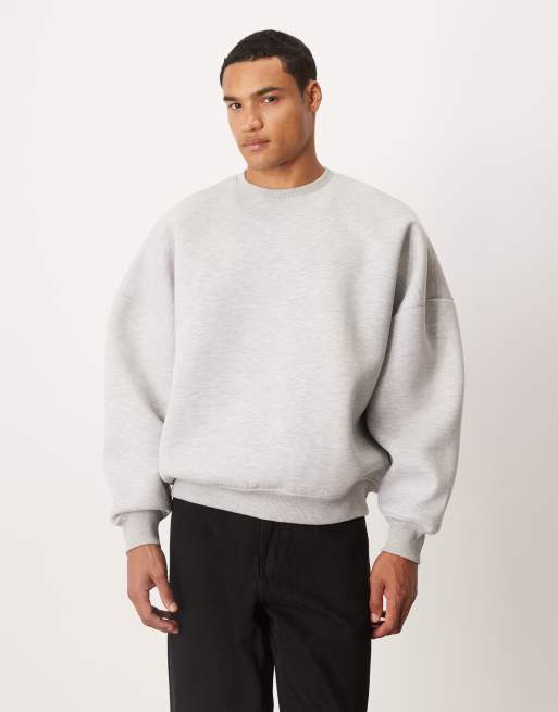 ASOS DESIGN - Felpa super oversize in tessuto effetto scuba grigio mélange