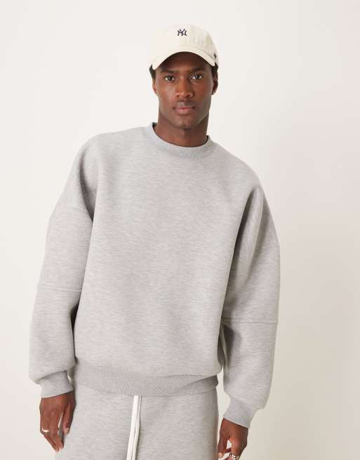 ASOS DESIGN - Felpa super oversize in tessuto scuba grigio mélange in coordinato