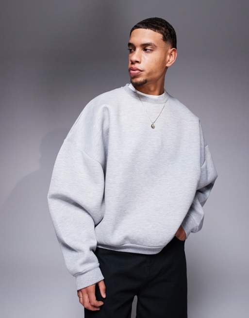 ASOS DESIGN - Felpa super oversize in tessuto scuba pesante grigio mélange