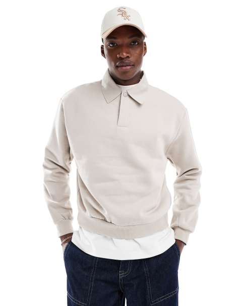 ASOS DESIGN - Felpa super oversize pesante stile rugby color sabbia - view 1