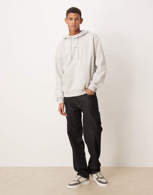 ASOS DESIGN - Felpa taglio comodo grigia con cappuccio e stampa a fiori, 2 di 5