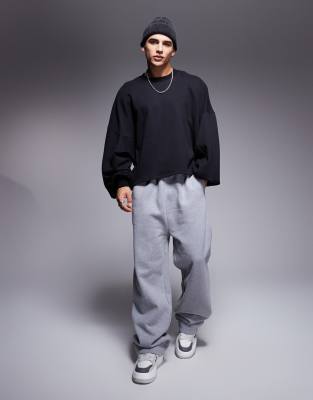 ASOS DESIGN - Felpa taglio corto super oversize nera a pannelli