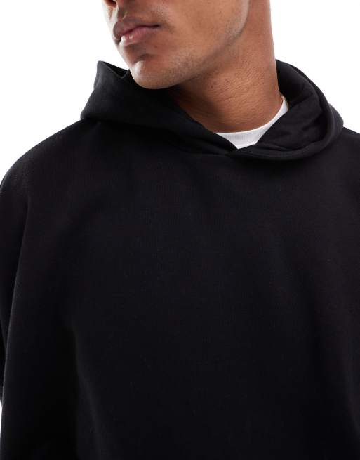 ASOS DESIGN - Felpa ultra oversize nera con cappuccio, 2 di 4
