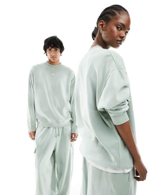 ASOS DESIGN - Felpa unisex oversize color verde slavato in coordinato