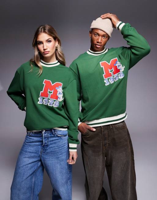 ASOS DESIGN Felpa unisex oversize verde con bordi a contrasto e