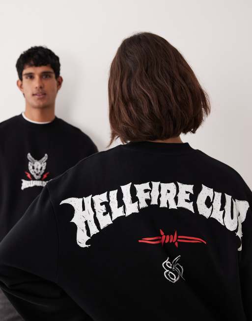 ASOS DESIGN - Felpa unisex taglio comodo nera con stampa Stranger Things