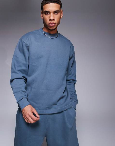 ASOS DESIGN - Felpa vestibilità comoda blu in coordinato - view 1