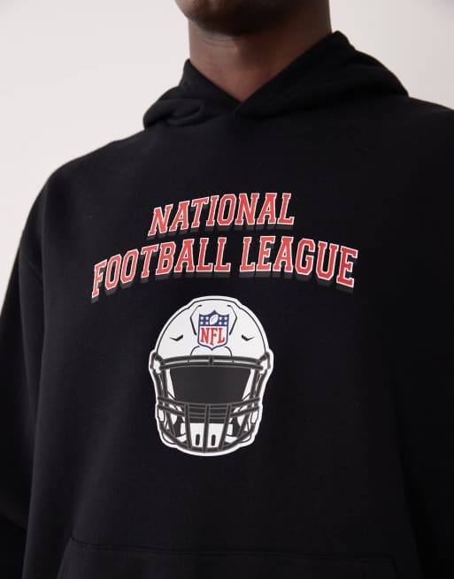 ASOS DESIGN - Felpa vestibilità comoda con cappuccio e stampa NFL nera, 3 di 4