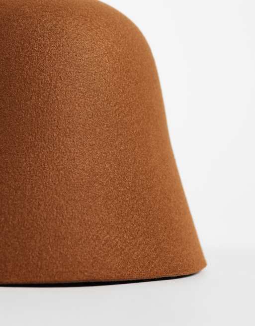 ASOS DESIGN felt bucket hat in dark tan, 2 of 3