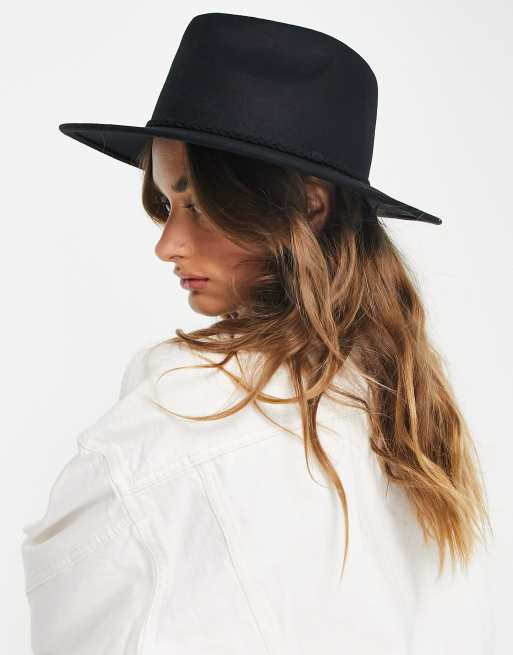 ASOS DESIGN felt fedora hat with plait braid trim with size adjuster | ASOS