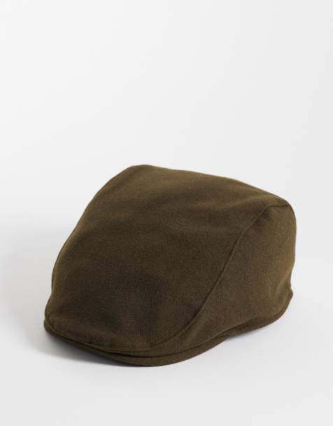 ASOS DESIGN felt flat cap in khaki - view 1