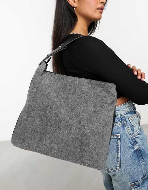 Grey felt tote bag sale