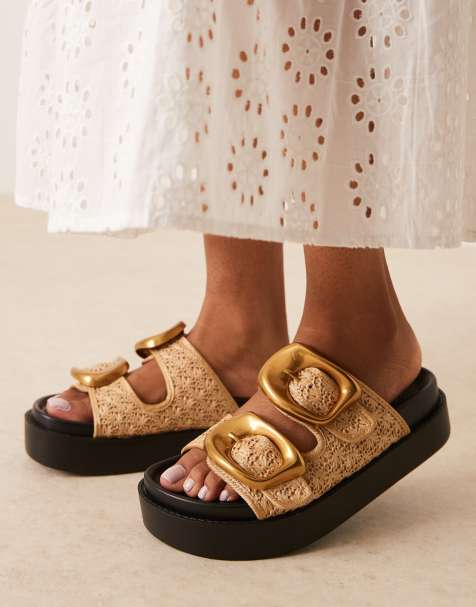 ASOS DESIGN - Femi - Sabot tonalità neutra con plantare e fibbia oversize - view 1