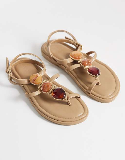 ASOS DESIGN - Fenella - Sandali bassi color pietra con pietre oversize, 3 di 4