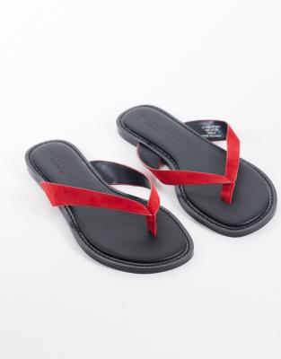 Asos Design Fenna Leather Flip Flop In Black