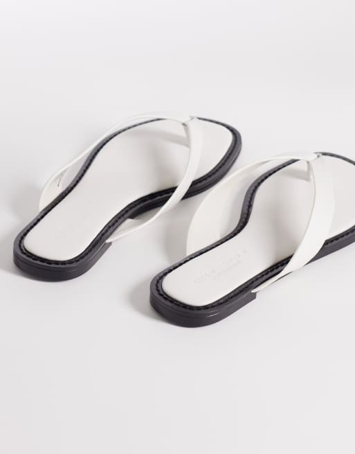 ASOS DESIGN Fenna premium leather thongs in white, 4 of 4