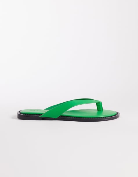 ASOS DESIGN - Fenna - Tongs en cuir de qualité supérieure - Vert - view 1