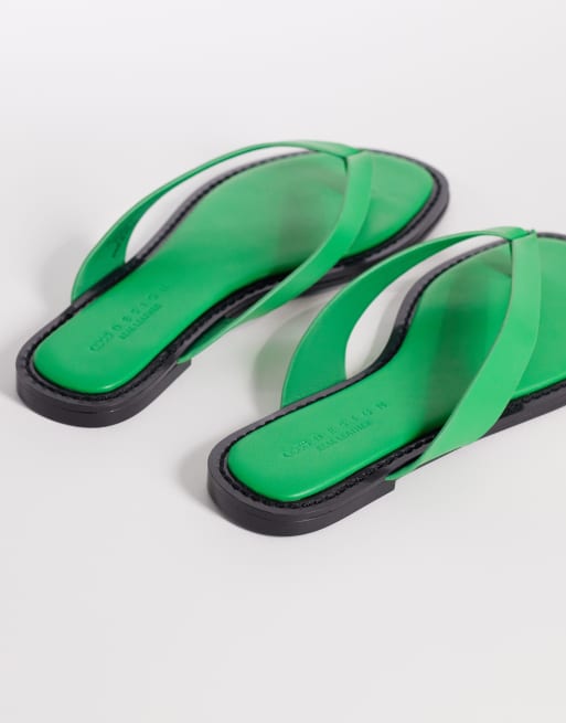 ASOS DESIGN - Fenna - Tongs en cuir de qualité supérieure - Vert, 3 de 4