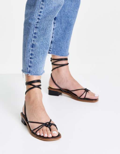 Flat strappy sandals black new arrivals