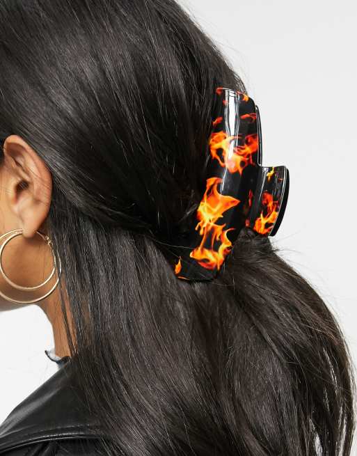 ASOS DESIGN - Fermacapelli a pinza con stampa di fiamme, 3 di 4