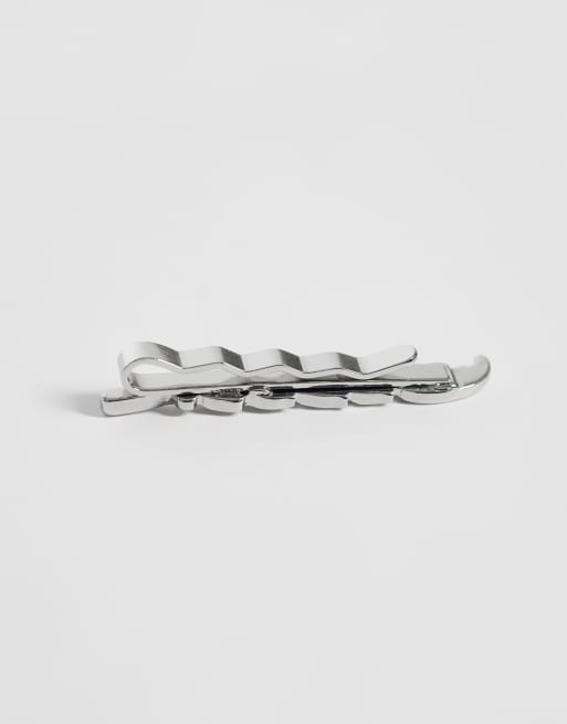 ASOS DESIGN fermacravatta a piuma in argento, 3 di 3