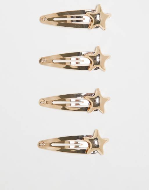 ASOS DESIGN - Fermagli per capelli color oro con stella bombata