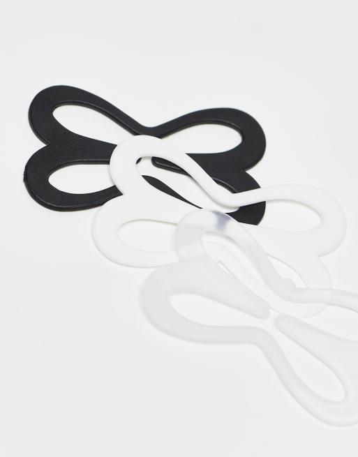 ASOS DESIGN - Fermagli per reggiseno con scollo a vogatore sul retro bianco, nero e trasparente, 2 di 4