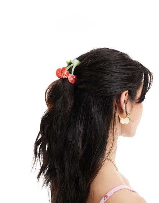 ASOS DESIGN - Fermaglio per capelli a pinza a forma di ciliegie multicolore, 4 di 4
