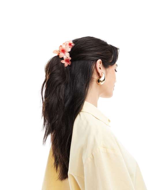 ASOS DESIGN - Fermaglio per capelli a pinza a forma di fiori rosa sfumato, 3 di 4