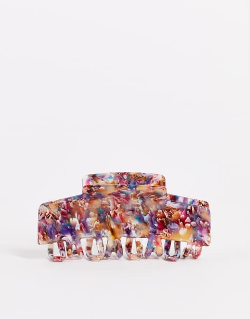 ASOS DESIGN - Fermaglio per capelli a pinza con ardiglione doppio in resina multi 