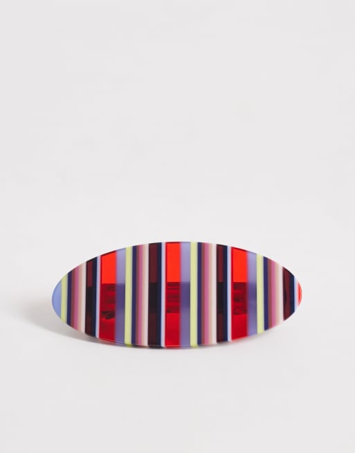 ASOS DESIGN - Fermaglio per capelli a righe multicolore