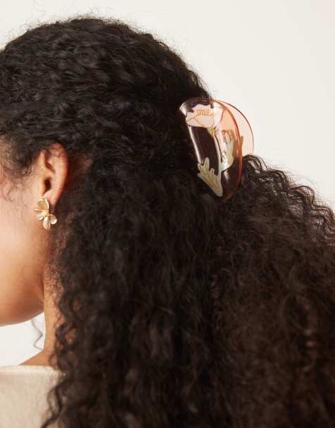 ASOS DESIGN - Fermaglio per capelli arancione con design con tulipani - view 1