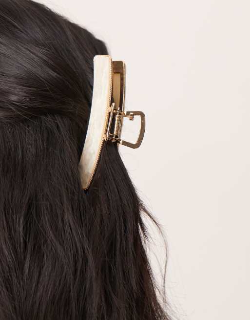 ASOS DESIGN - Fermaglio per capelli color oro con perla sintetica