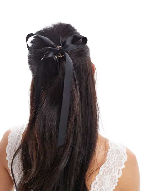 ASOS DESIGN - Fermaglio per capelli con nastro nero - view 1