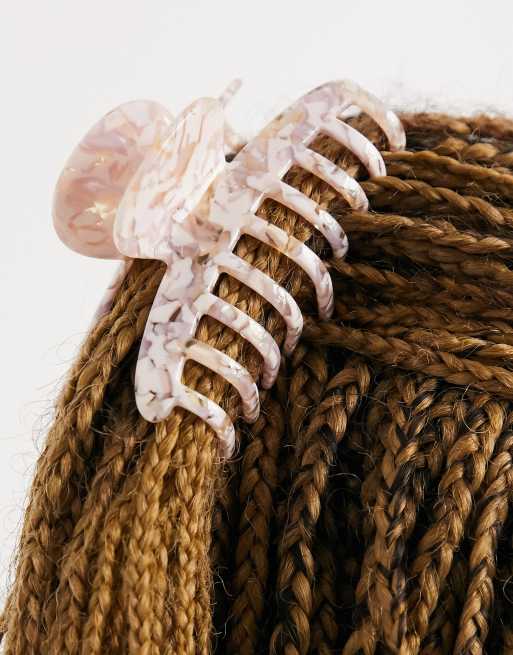 ASOS DESIGN - Fermaglio per capelli in resina color rosa confetto effetto marmo