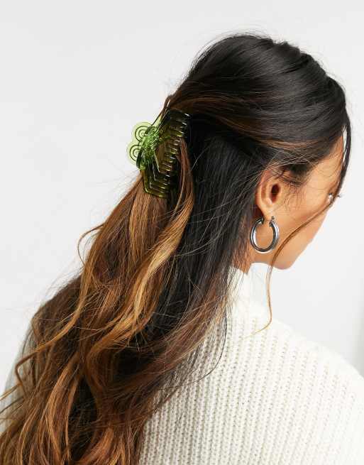 ASOS DESIGN - Fermaglio per capelli in resina verde a zig-zag