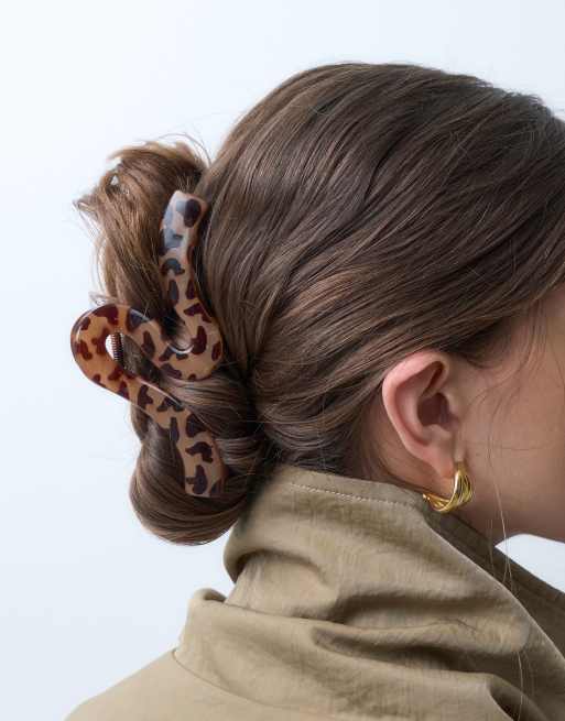 ASOS DESIGN - Fermaglio per capelli XL ondulato con motivo tartarugato chiaro, 2 di 4