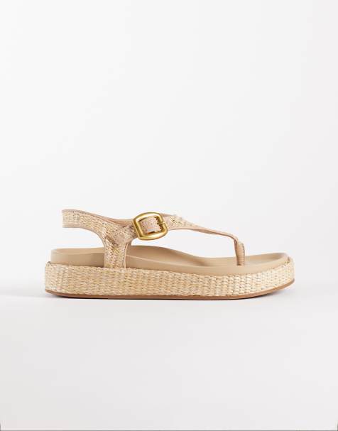 ASOS DESIGN – Fern – Naturfärgade sandaler i raffia med tårem - view 1