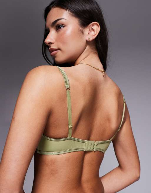 ASOS DESIGN - Fern - Olivengrøn BH med bøjle i ren satin, 2 af 4