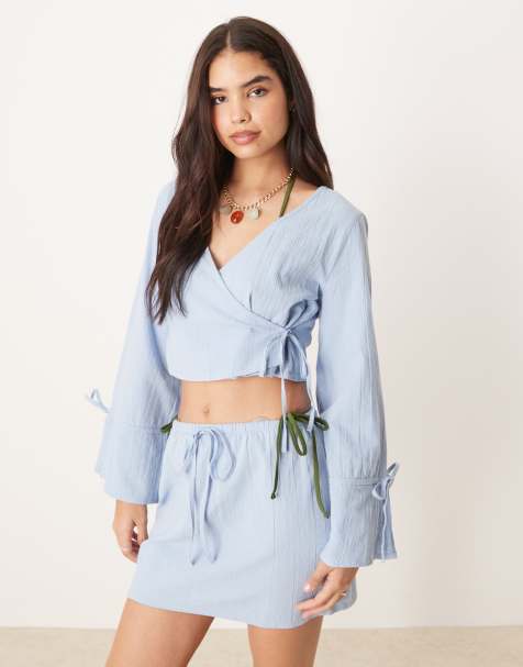 ASOS DESIGN - Fern - Top cache-cœur de plage - Bleu givré - view 1